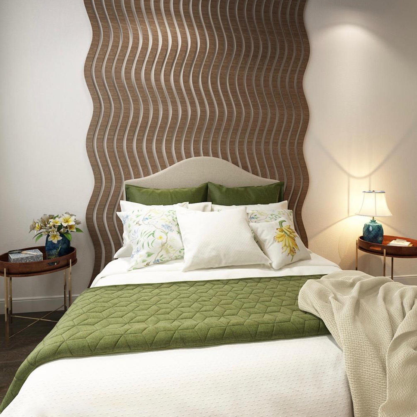 Wavy Wooden Slat Wall Panel, DIY Sea Wave Wall Panel