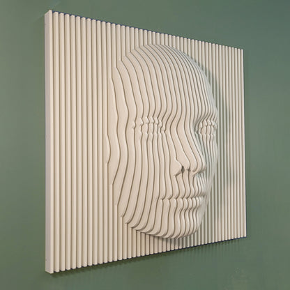 white parametric face, 3d wall art, 3 face, 3d parametric wall art, 3d parametric face