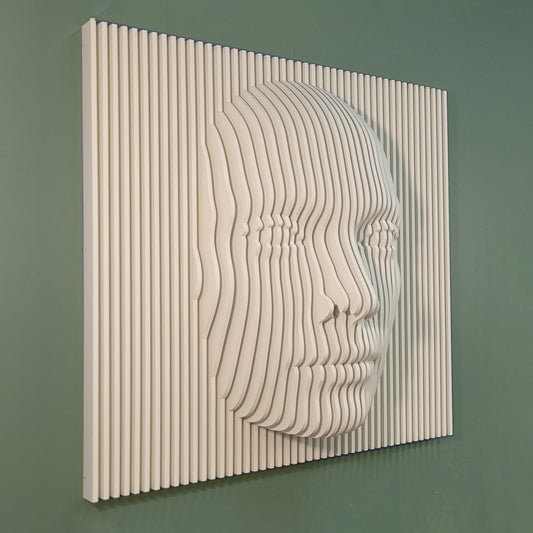 white parametric face, 3d wall art, 3 face, 3d parametric wall art, 3d parametric face