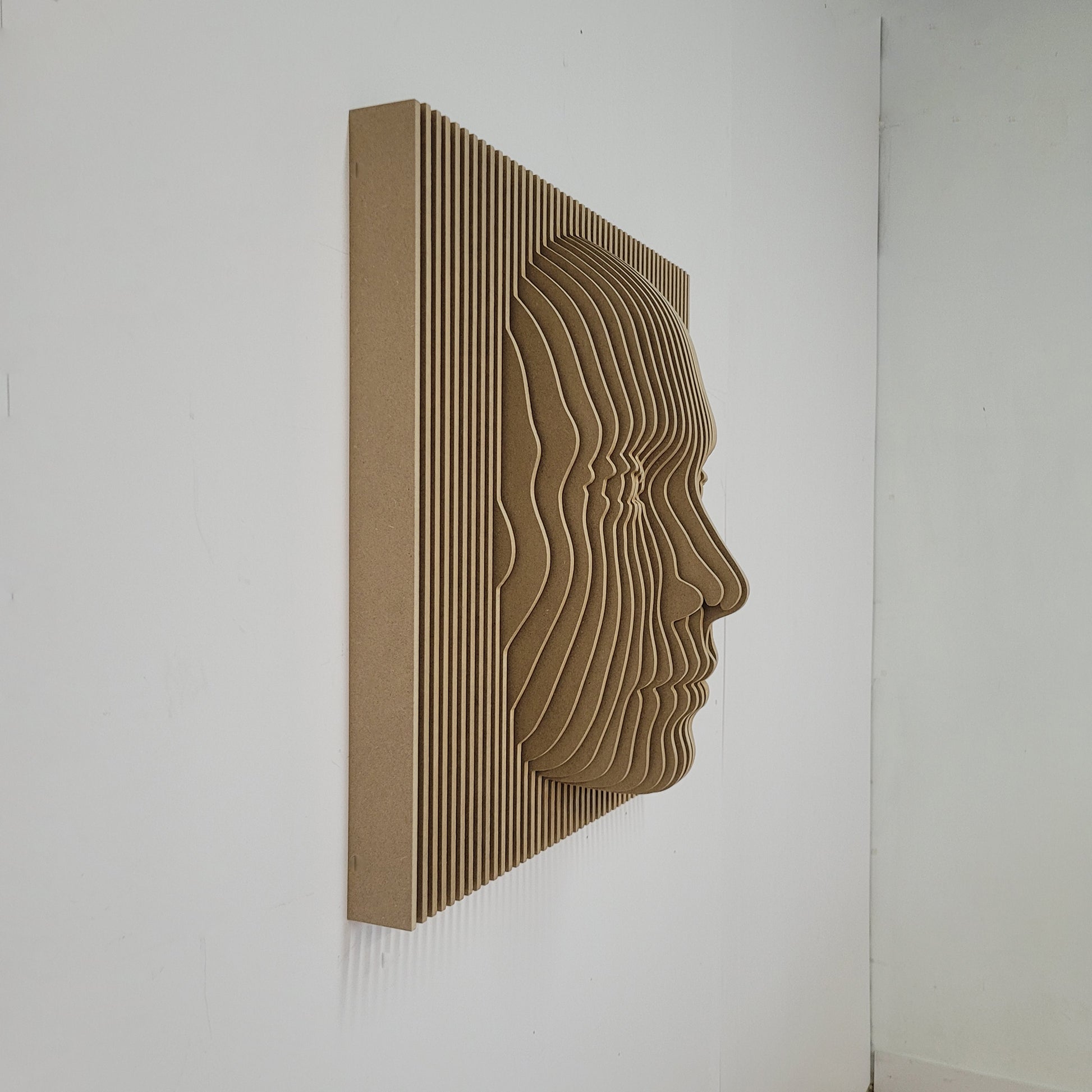 wooden face wall art, 3d wooden face