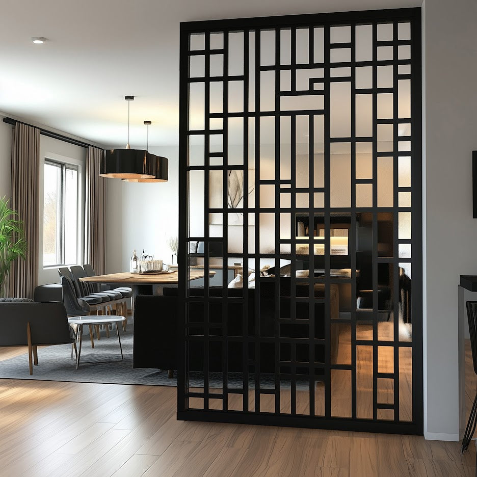 Black custom room divider 