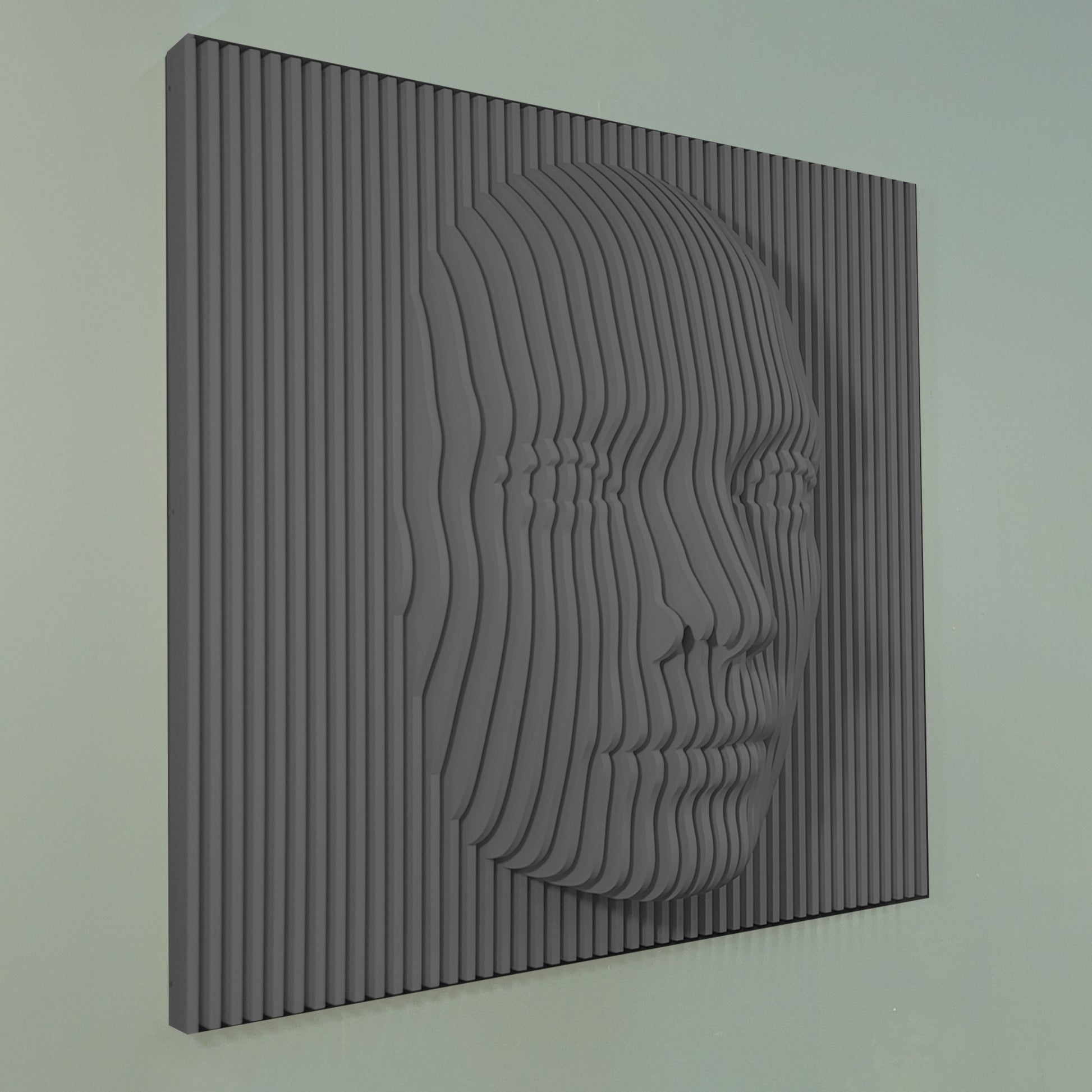 wooden face wall art, 3d wooden face