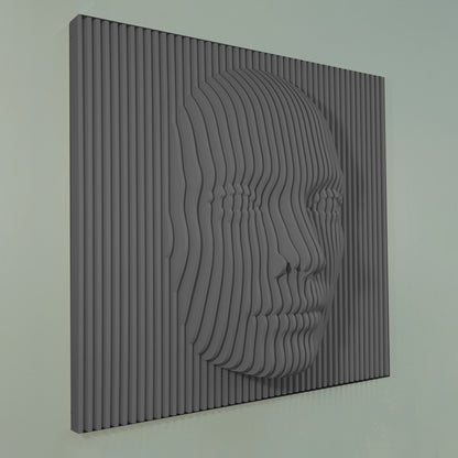 wooden face wall art, 3d wooden face