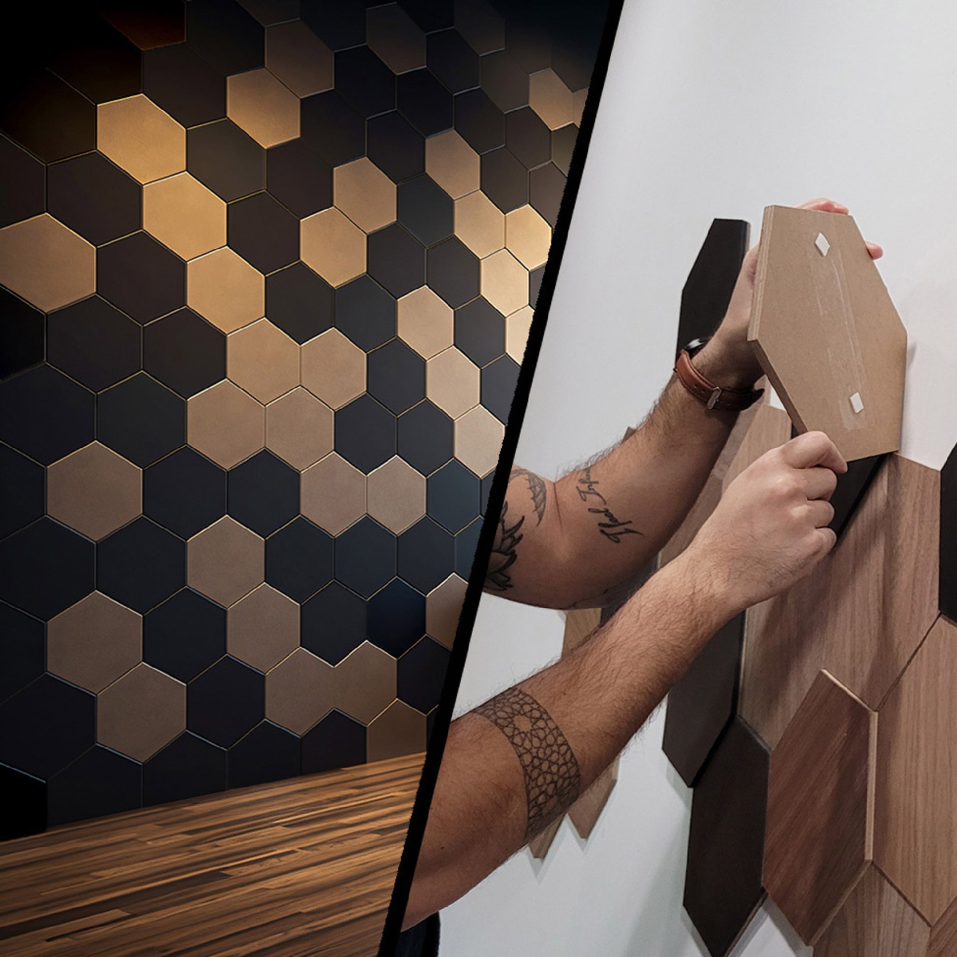 3D wall panels, Honeycomb Wooden Hexagon panels, Hexagon Wooden wall art CraftivaArt, wall art, wall panel, room design , interior design, wall art, luxury home