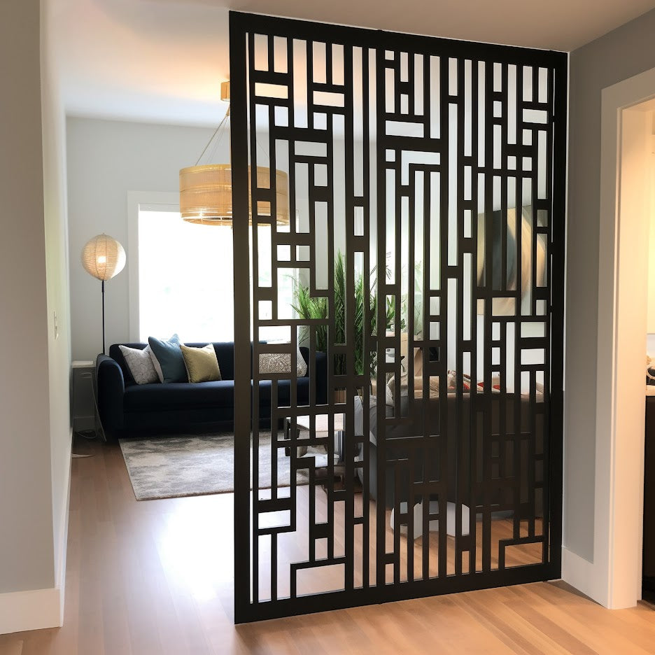 Black Custom-Made  Wall Panel Privacy Partition