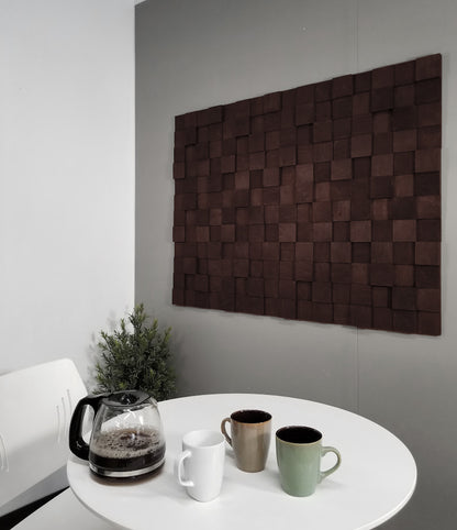 Arte de pared de madera con forma de cubo 3D