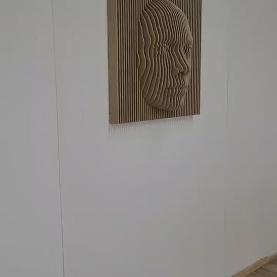 wooden face wall art, 3d wooden face