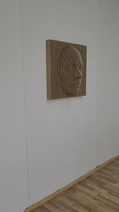 wooden face wall art, 3d wooden face