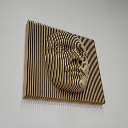 wooden face wall art, 3d wooden face