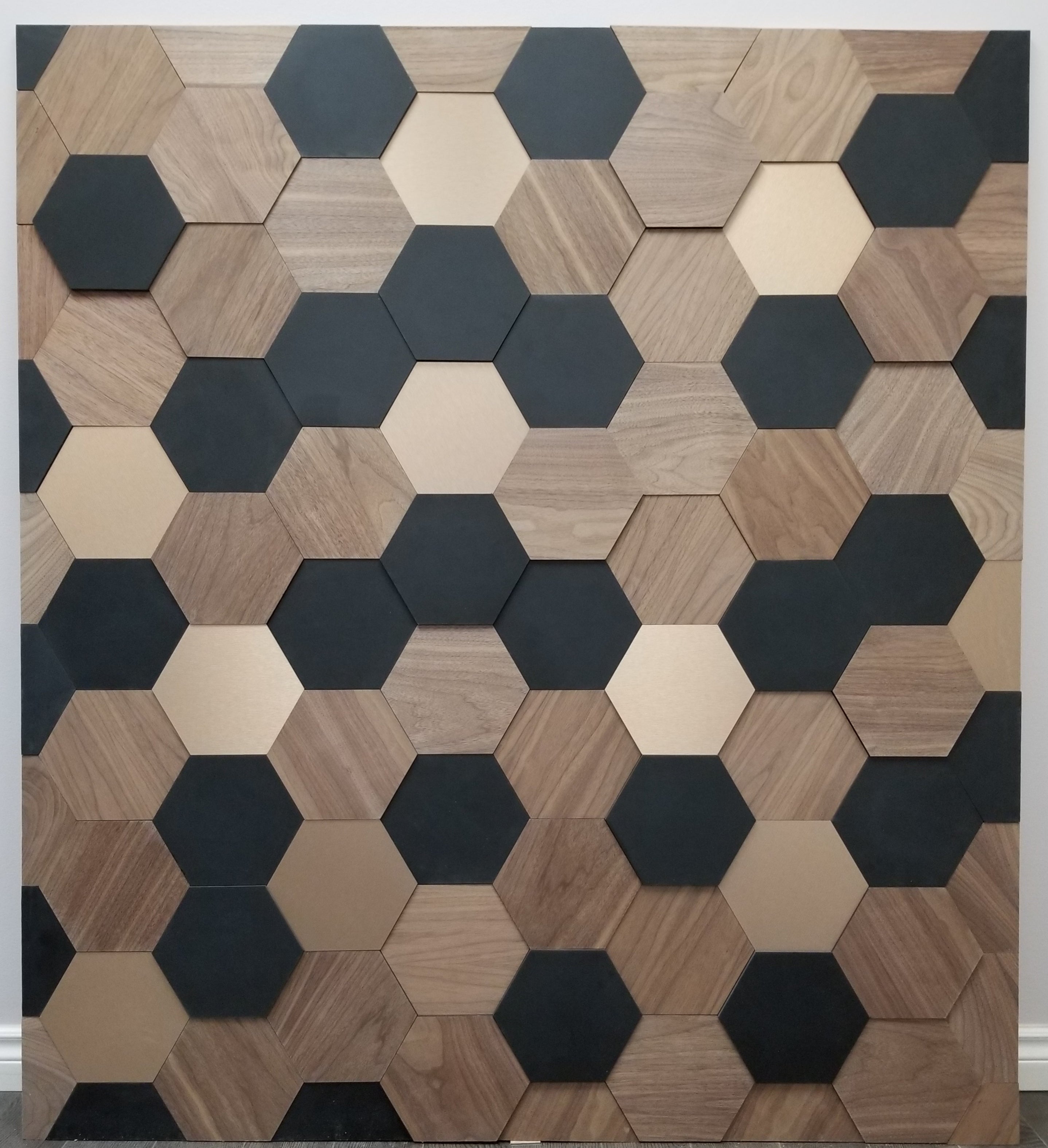 wooden hexagon wall panel